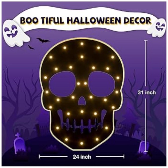 🎃*NWT* 2.5FT Light Up Skull Halloween Decor - Picture 3 of 6